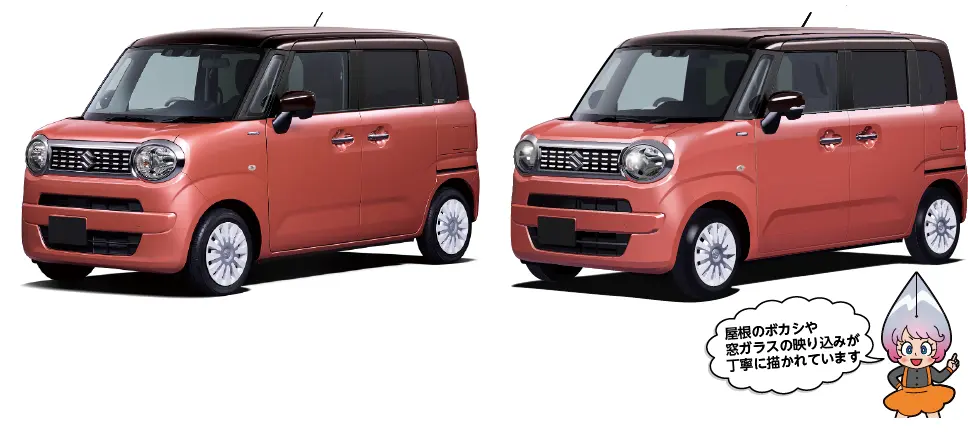 Illustratorで描いたツートーン軽自動車の完成イラスト