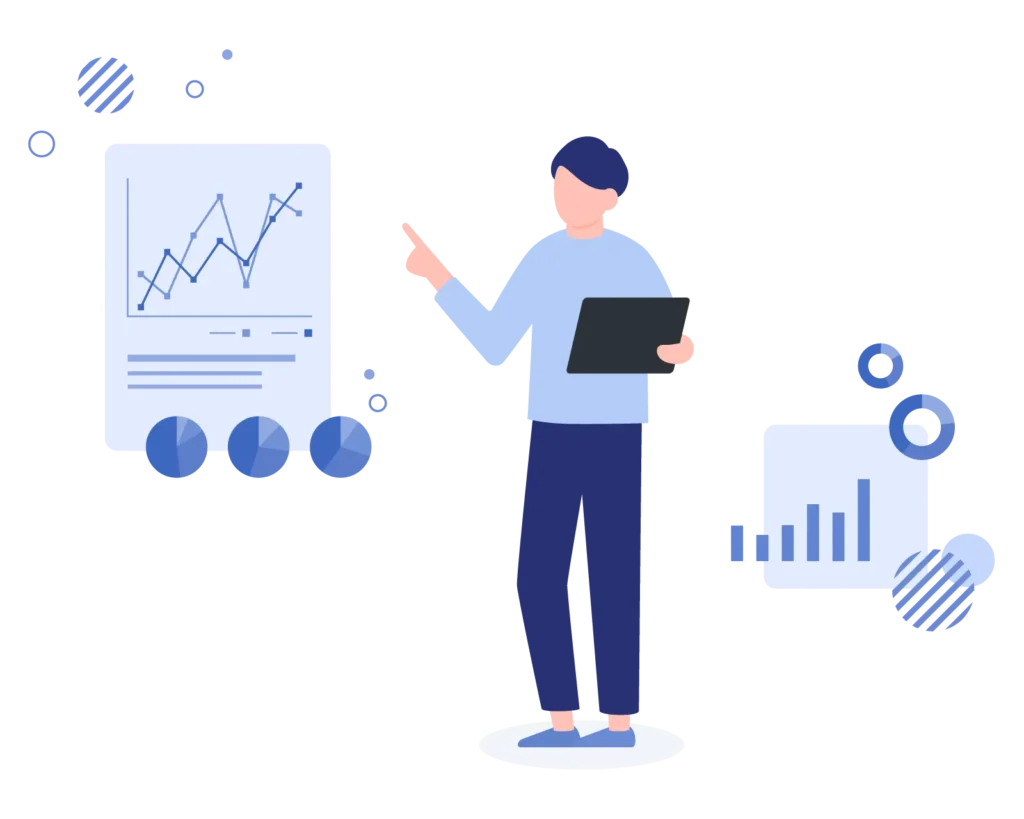 データ分析する男性